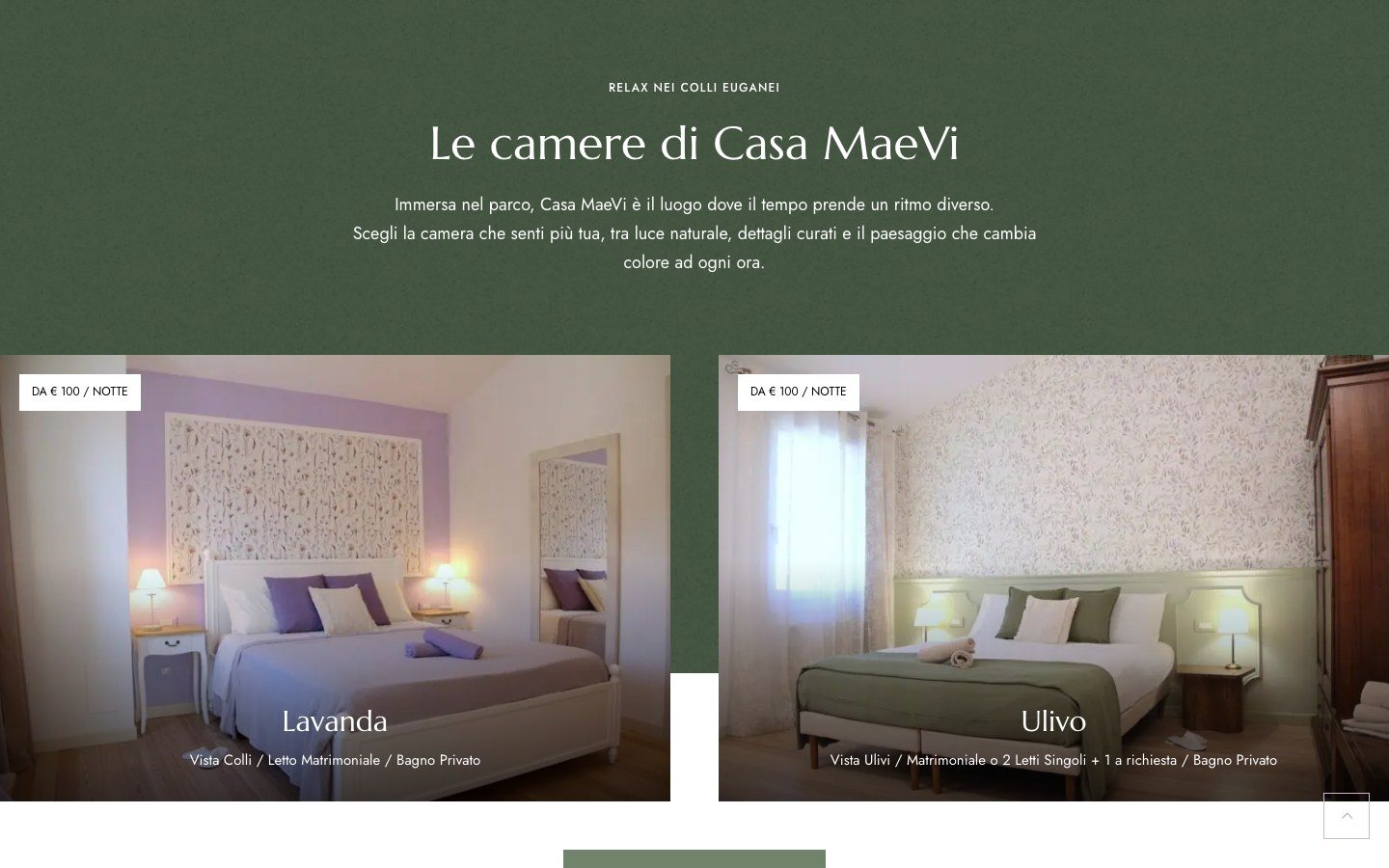 Le camere di Casa Maevi sul sito