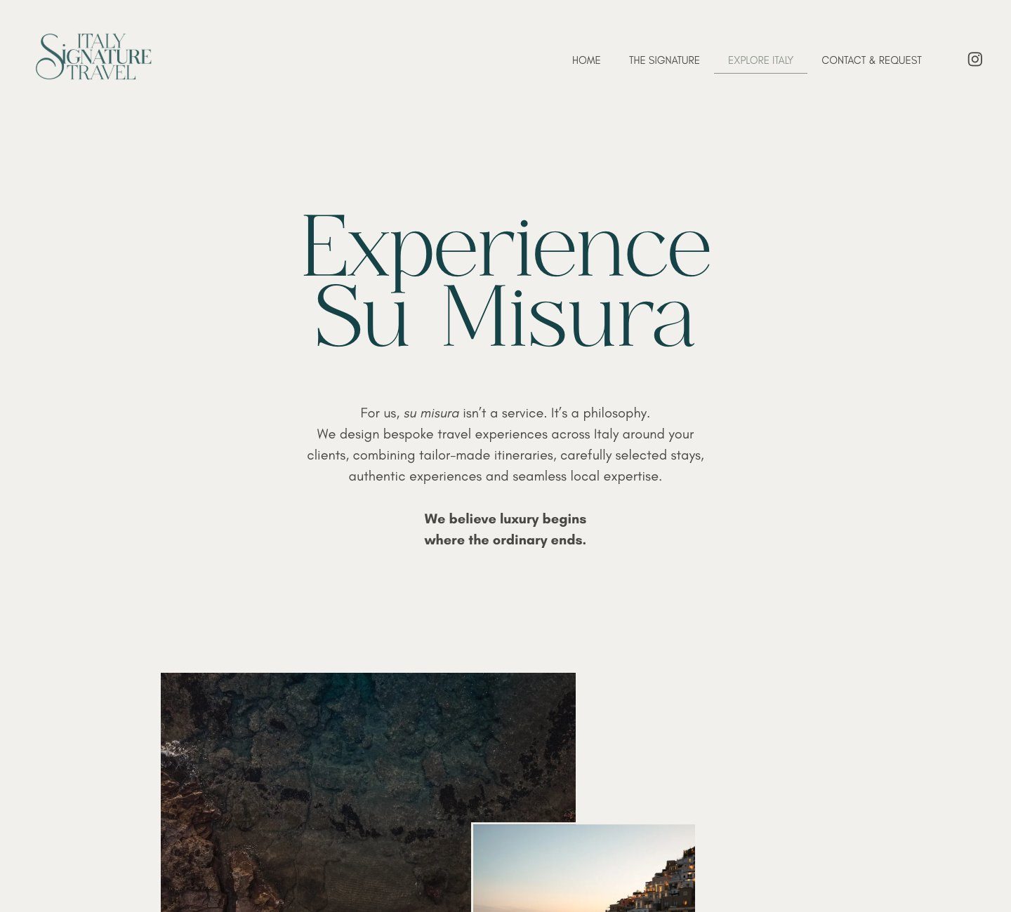 Pagina Explore Italy del sito