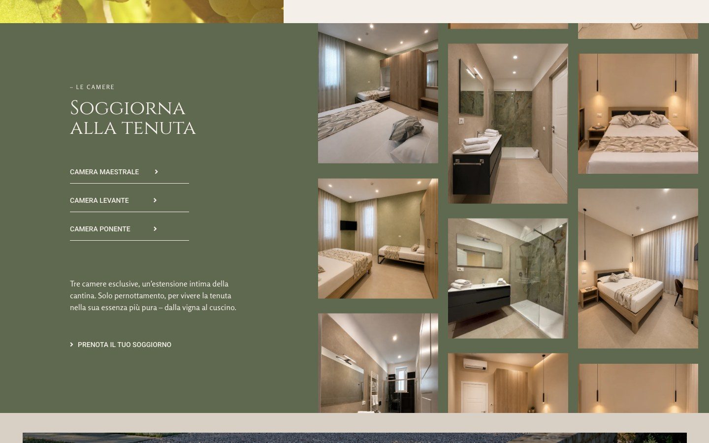 Sezione camere del sito Tenuta Mareale