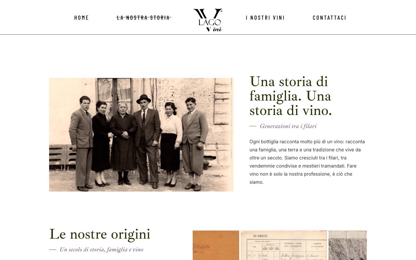 Pagina La nostra storia del sito Vinilago con la foto di famiglia